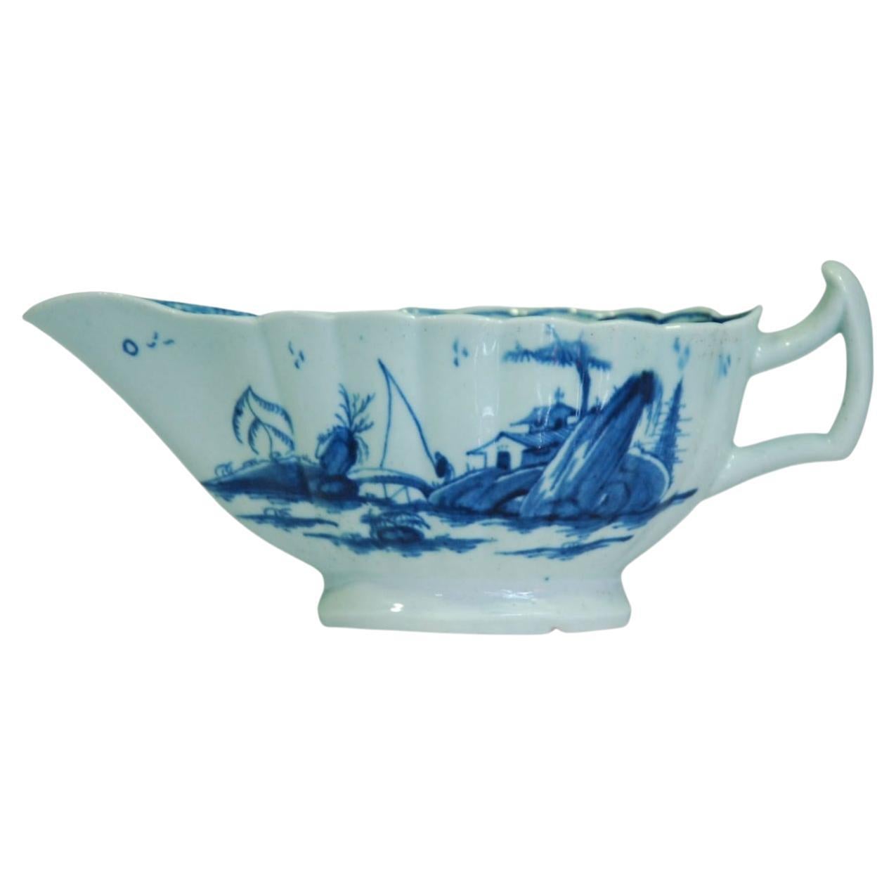 Sauce Boat, Fringed Tree Pattern, Worcester, circa 1755 For Sale