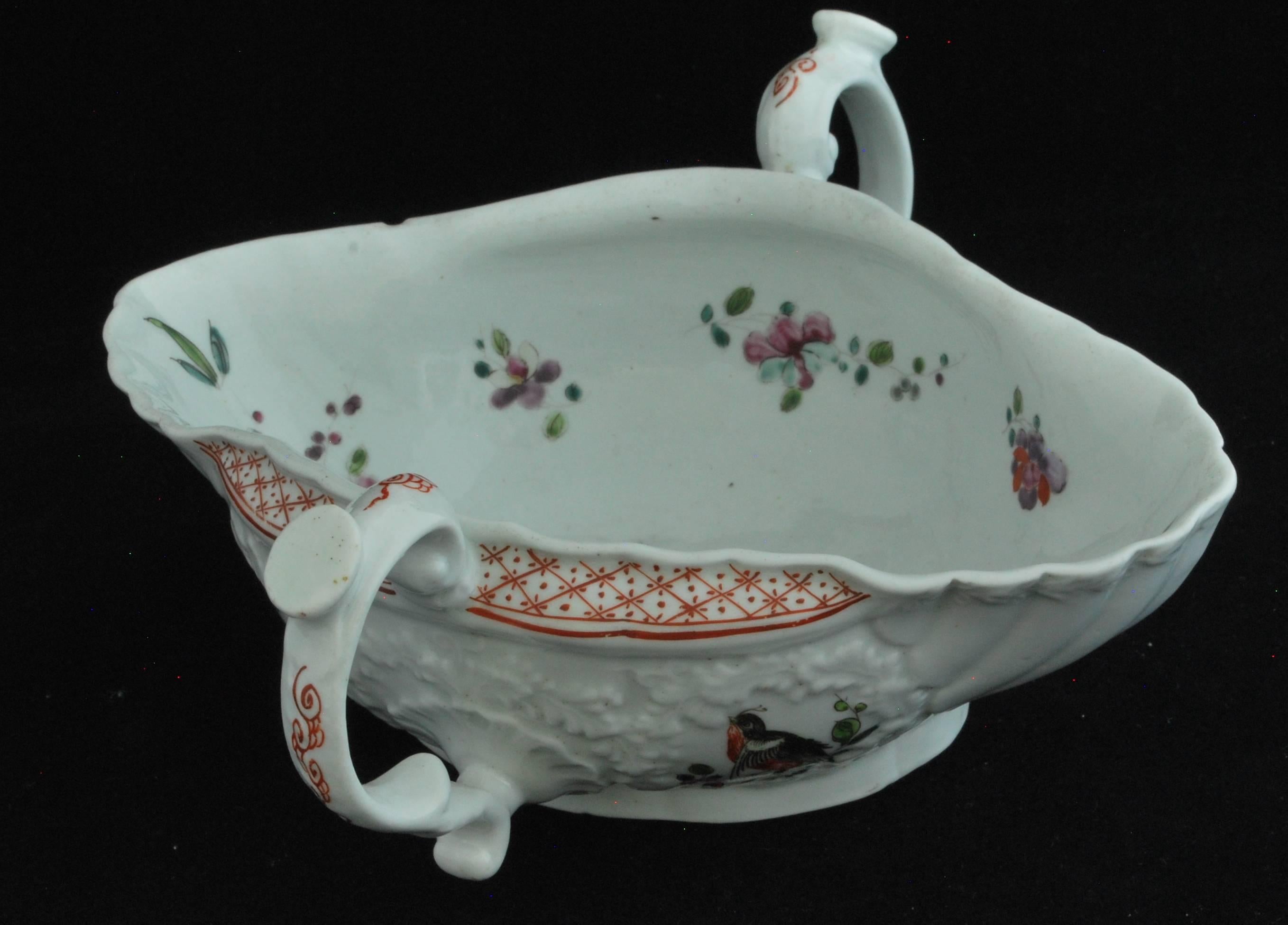 Sauce Boat, Double-Handled, Worcester, circa 1756 For Sale 4