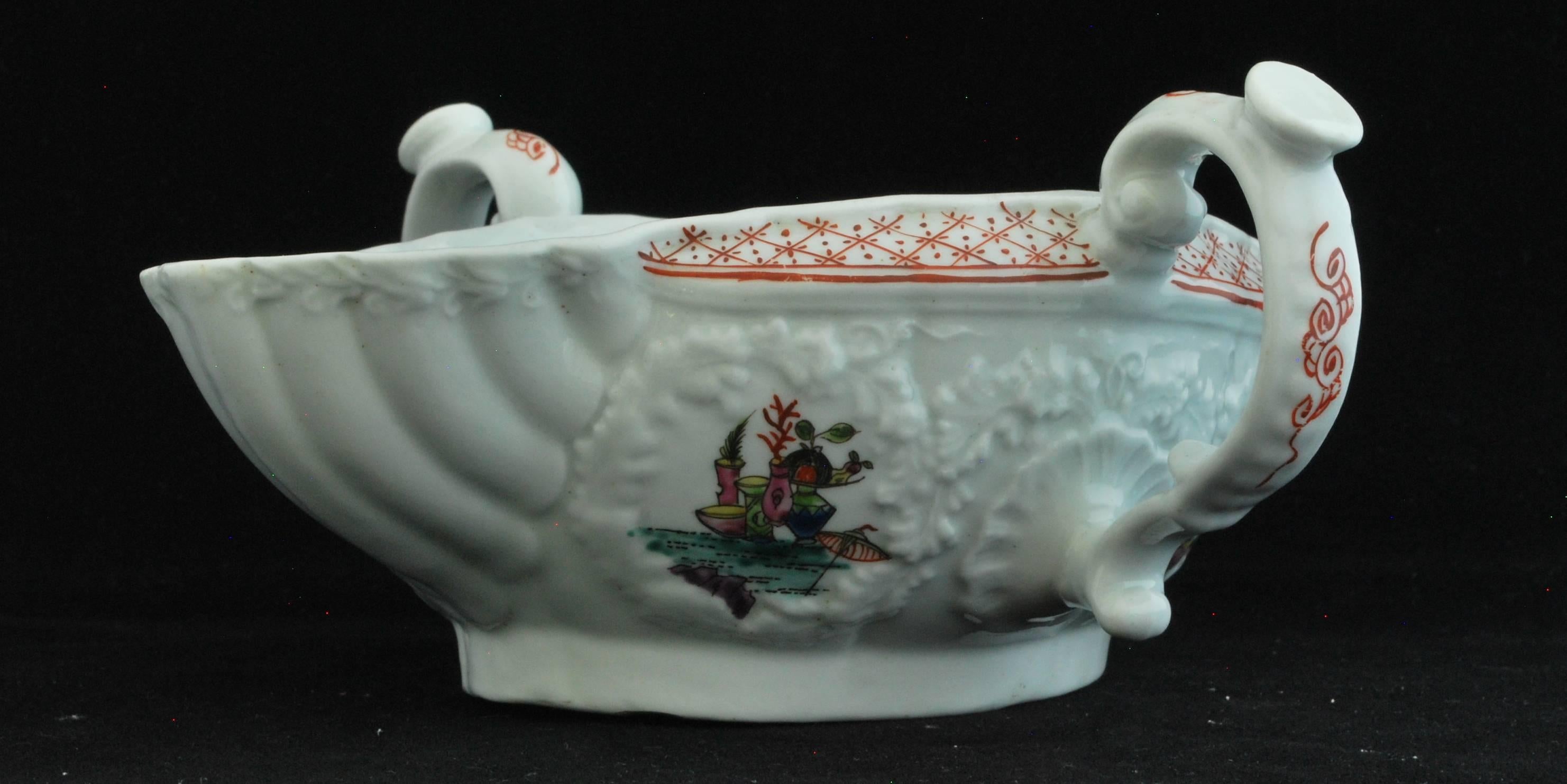 18th Century Sauce Boat, Double-Handled, Worcester, circa 1756 For Sale