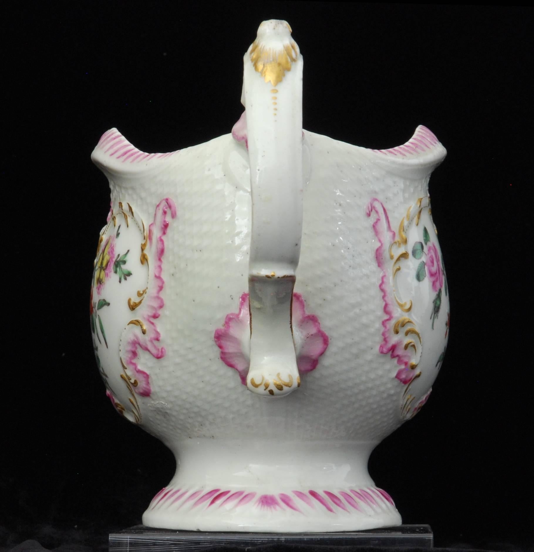 Rococo Sauce Boat, Ozier molded, Worcester & James Giles, circa 1762