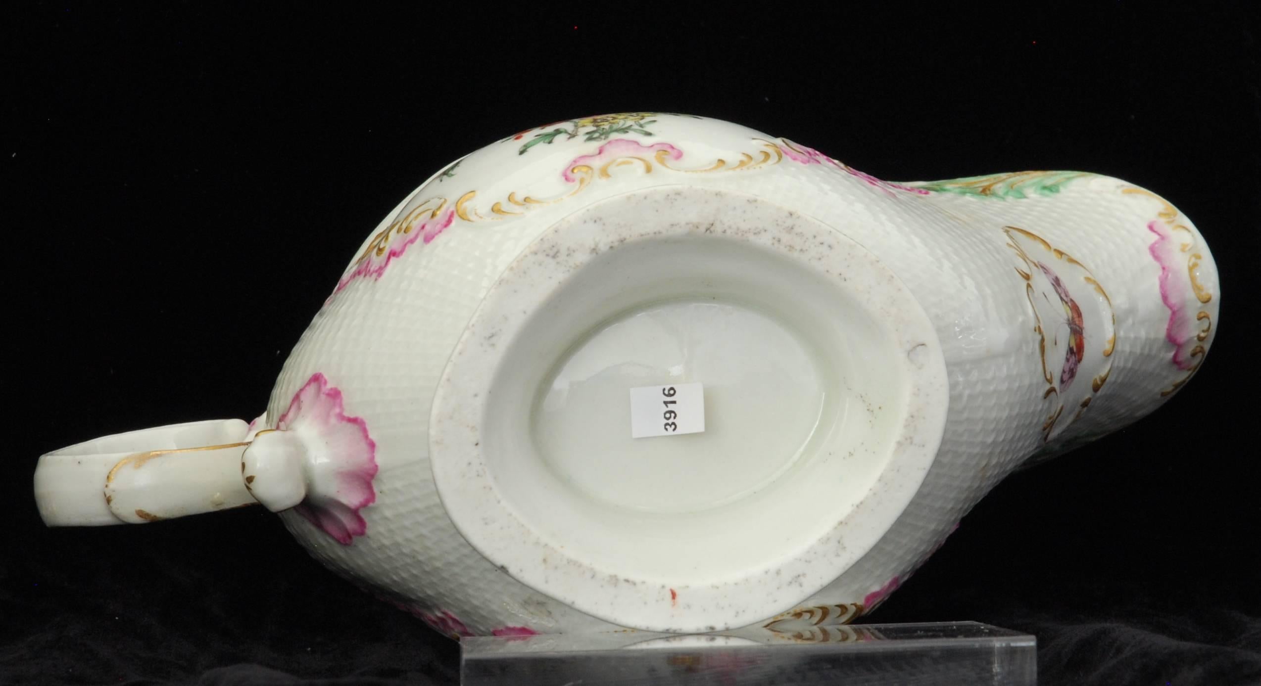 English Sauce Boat, Ozier molded, Worcester & James Giles, circa 1762