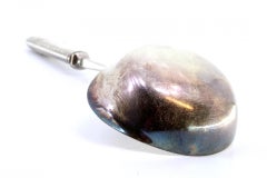 Sauce ladle w/ silver-lined handle w/ bows & trim surrounding monogram card