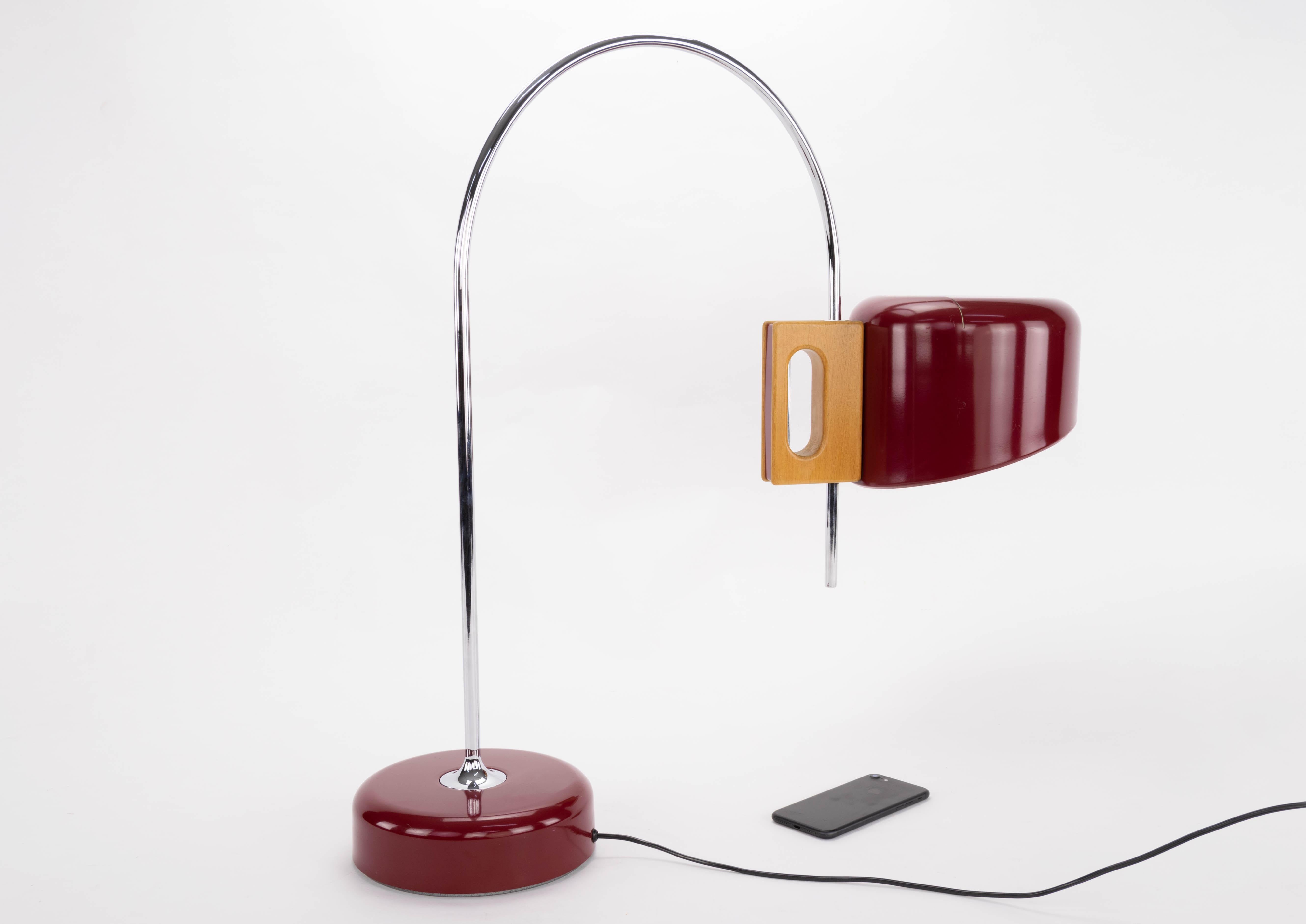 Chrome Sauce Mid-Century Modern Arc Table Lamp by Face Spain 1960
