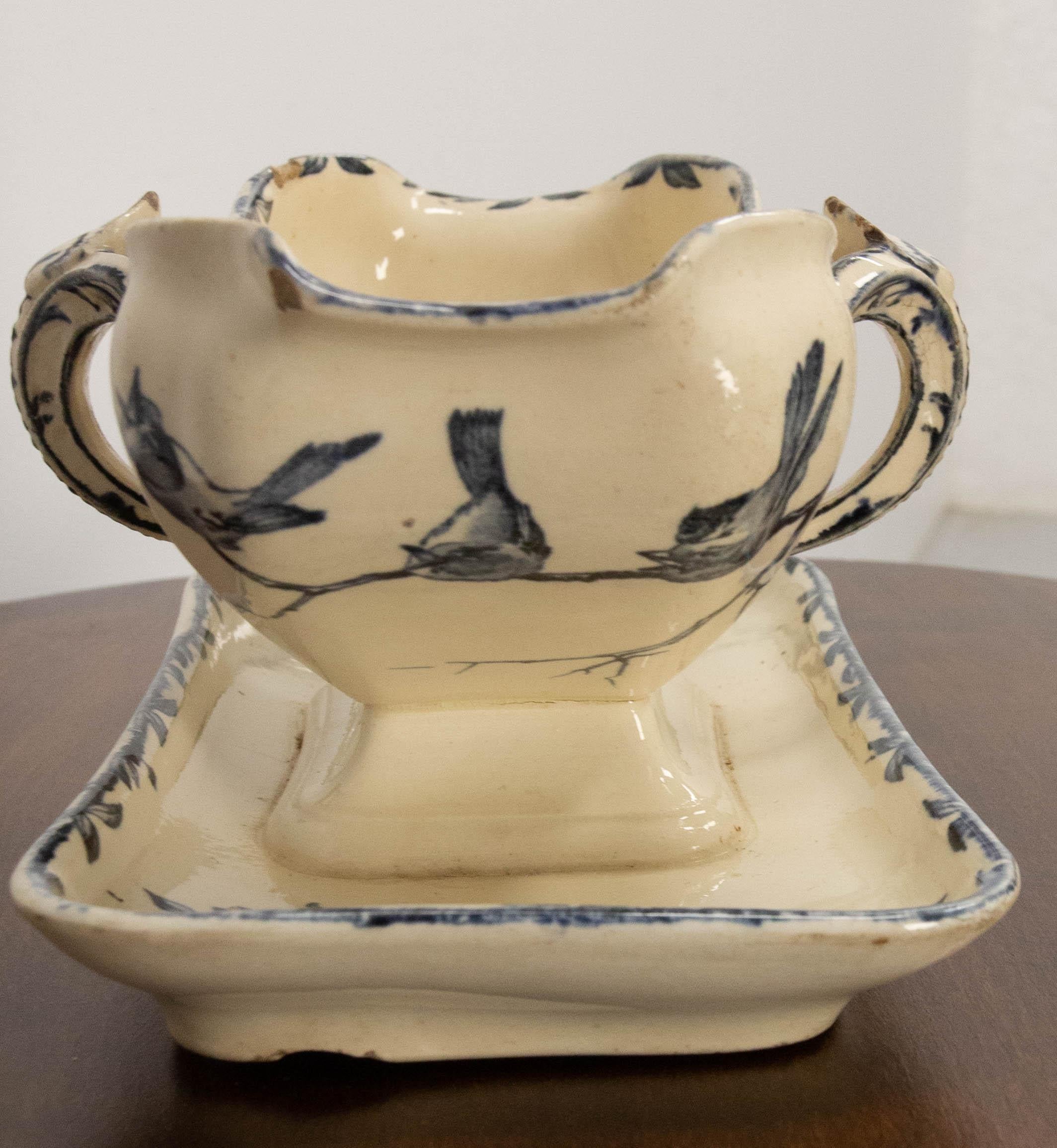 Sauceboat or Ceramic Gravy Boat French, Late 19th Century For Sale 1