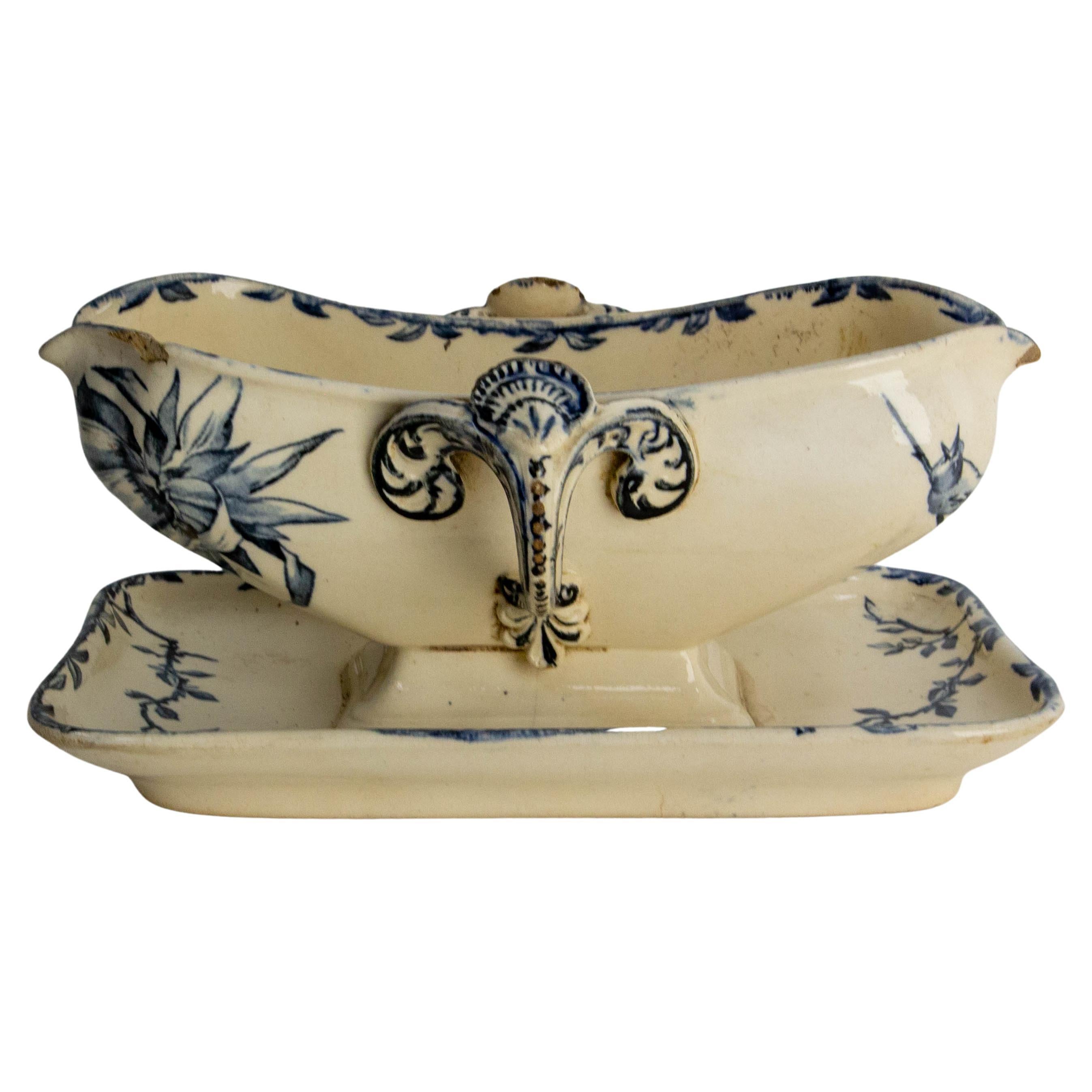 Sauceboat or Ceramic Gravy Boat French, Late 19th Century For Sale