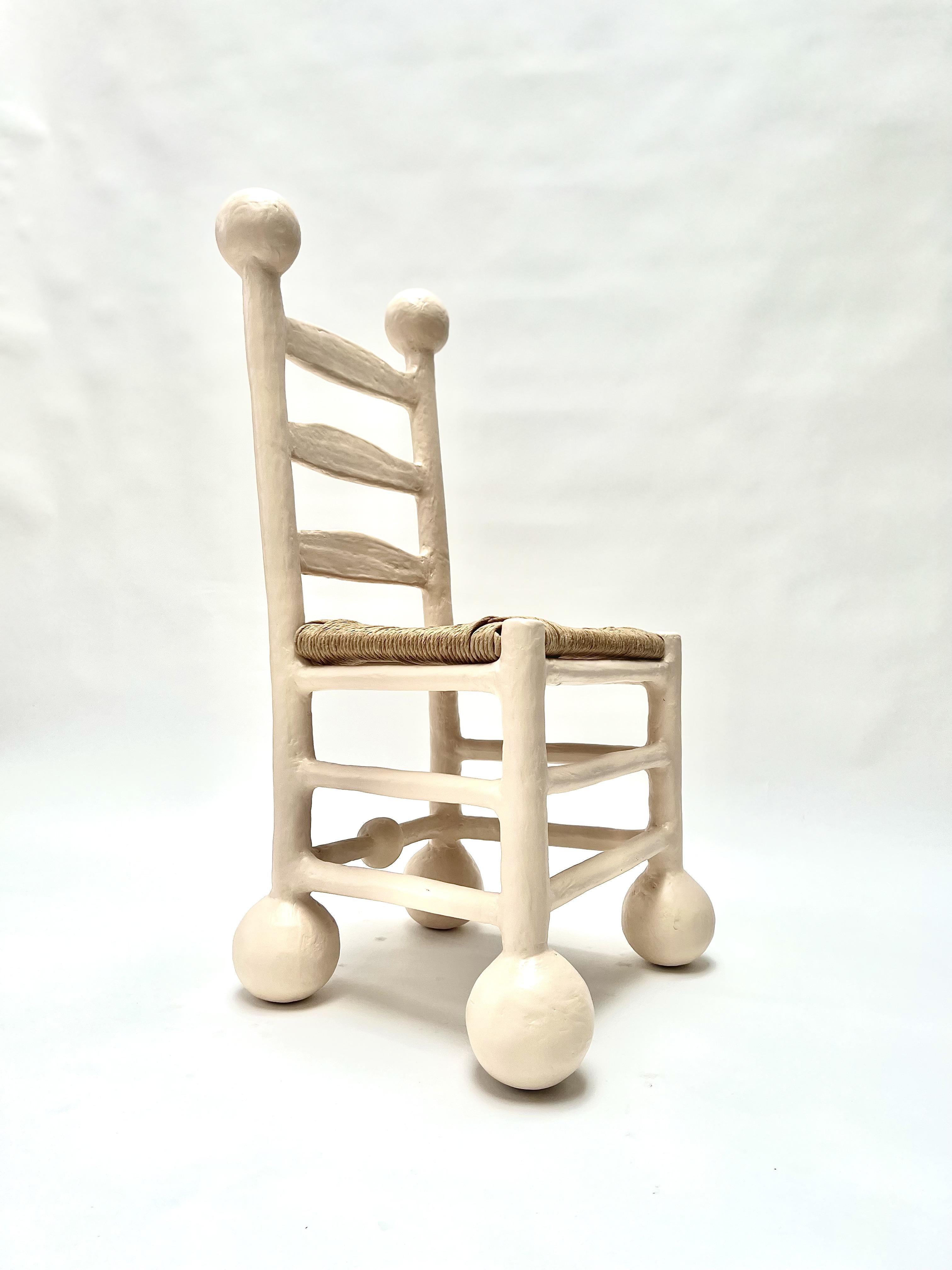 Hand-Crafted Saucer Dining Chair in Gypsum & Fiberglass by Brent Warr Studios, Set of 4 For Sale
