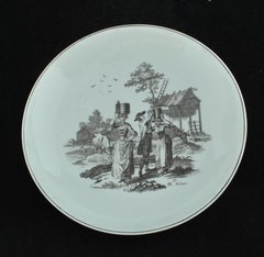 Saucer Dish, "Milkmaids" Pattern with Double Rebus, Worcester, circa 1757