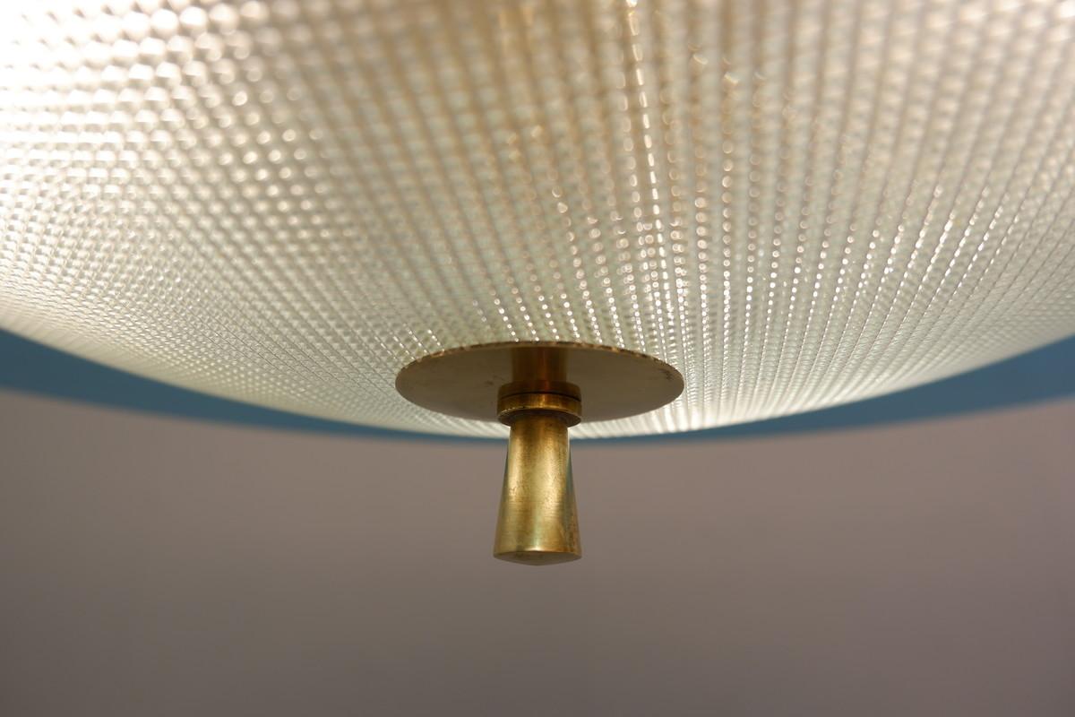 Mid-Century Modern Saucer Shaped Chandelier in the Style Fontana Arte, Italy, 1960s For Sale