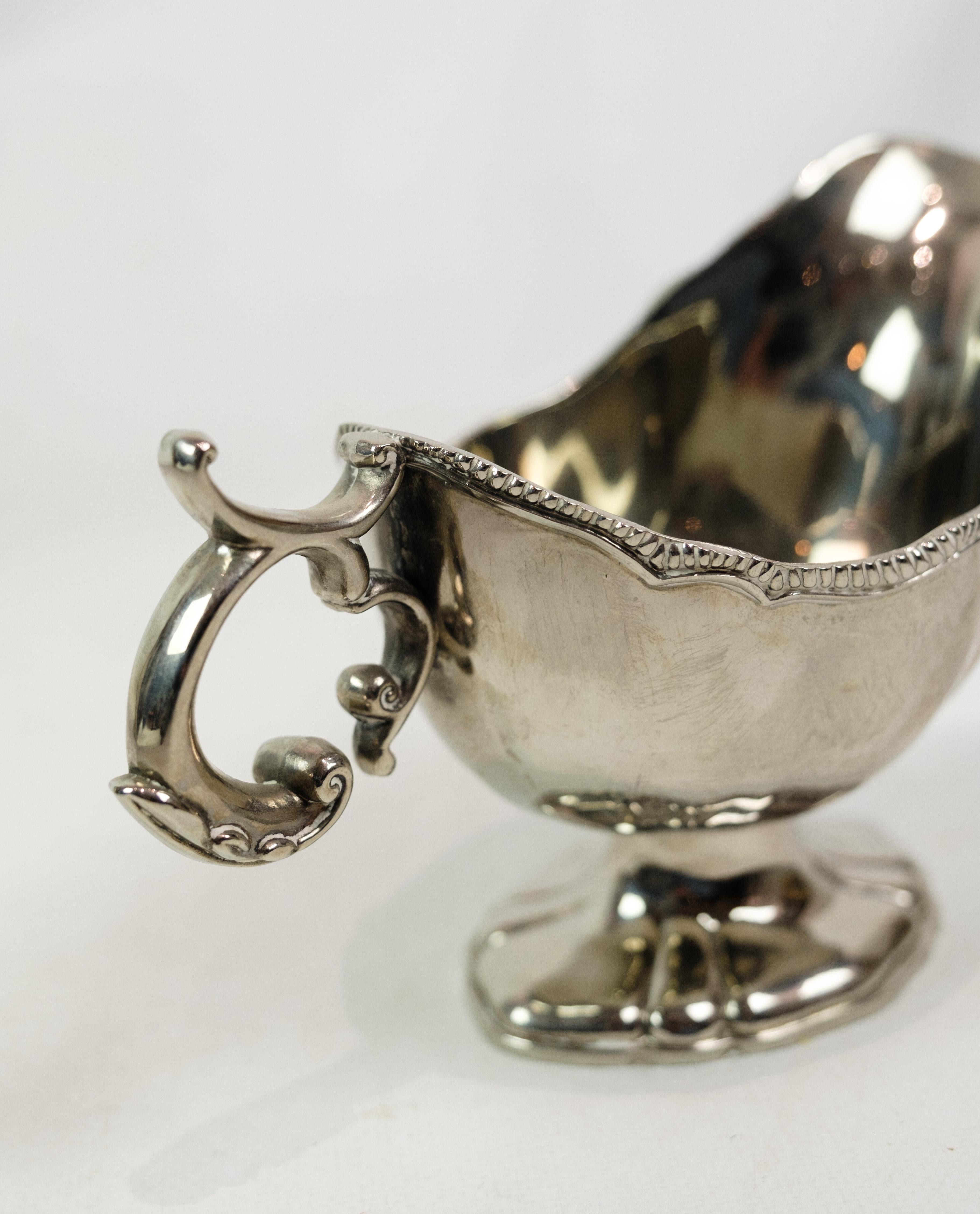 Silver Saucer, silver stain, pearl edge, 1930s For Sale
