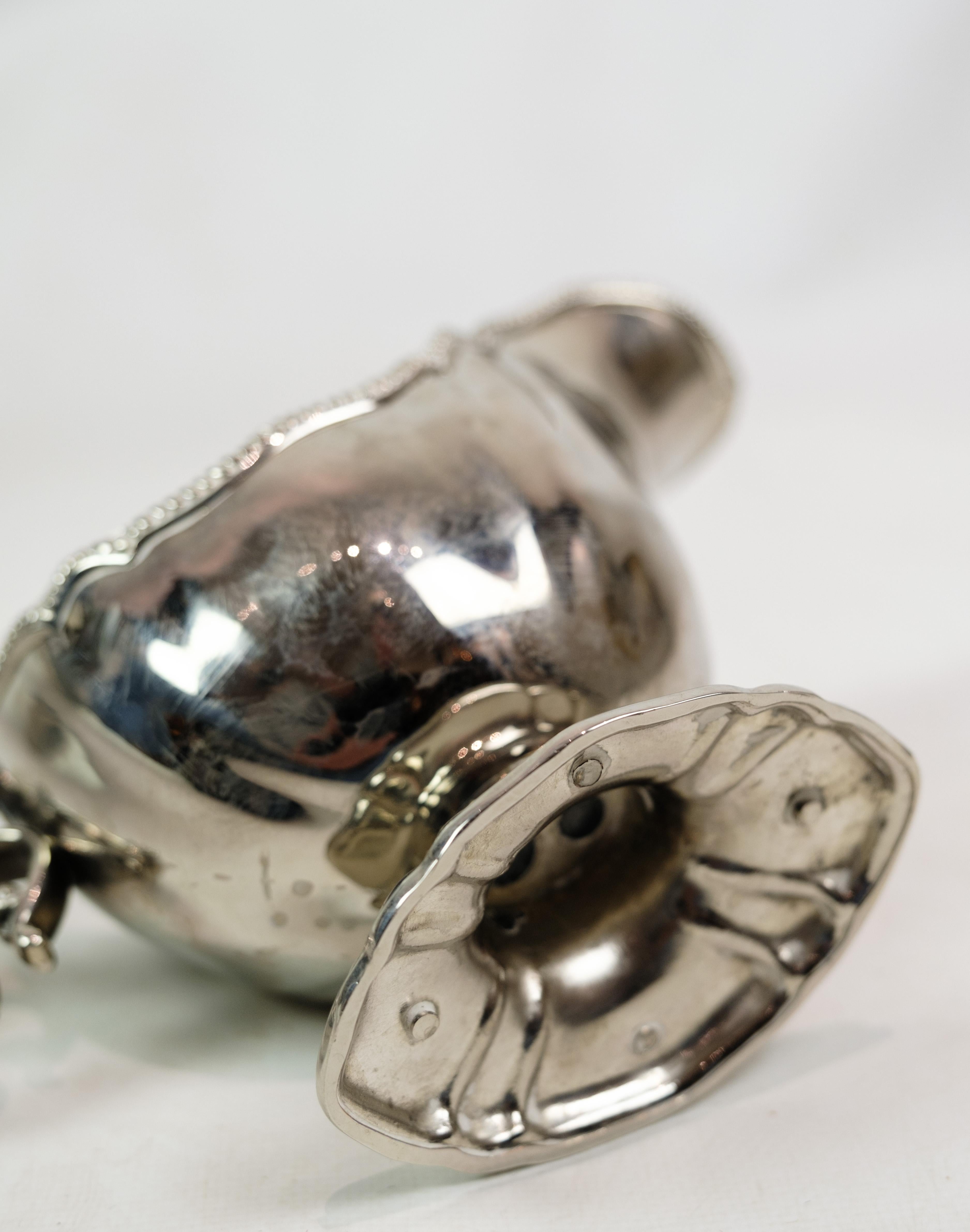 Untertasse, Silberbeschichtung, Perlenkante, 1930er Jahre im Angebot 2