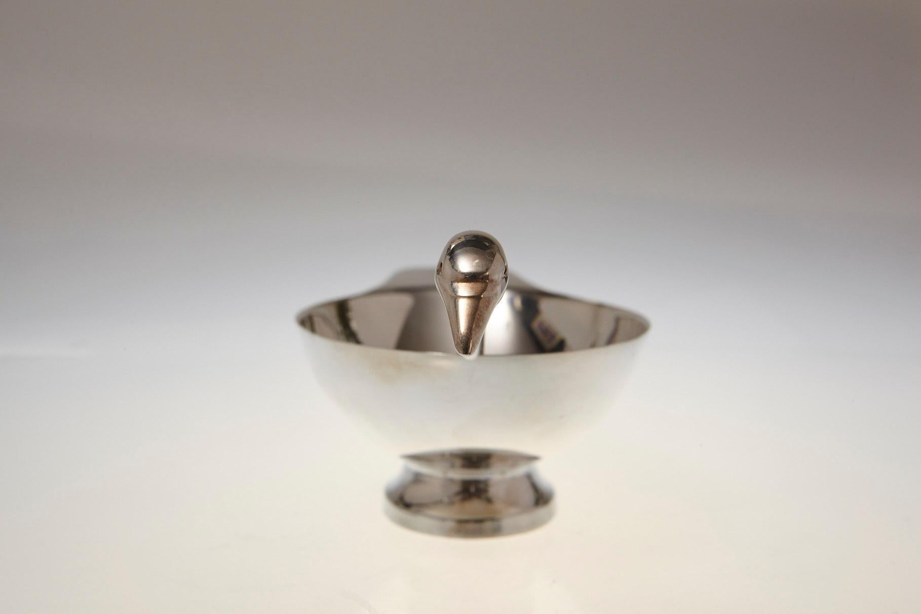 Silver Plate Sauciere Cygne, Swan Gravy Boat by Christian Fjerdingstad for Christofle, 1935