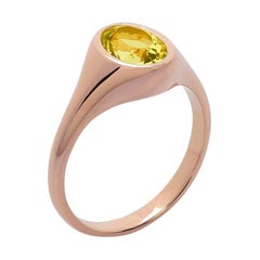 Siegelring vondade, 18 Karat Roségold, 1 gelber Beryll im Ovalschliff von Ct 0,7