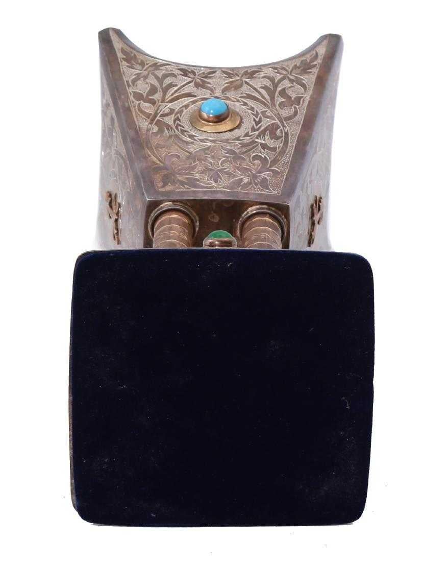 Saudi Arabian Islamic Silver and Gold Incense Bukhur Burner with Turquoise In Good Condition In Queens, NY