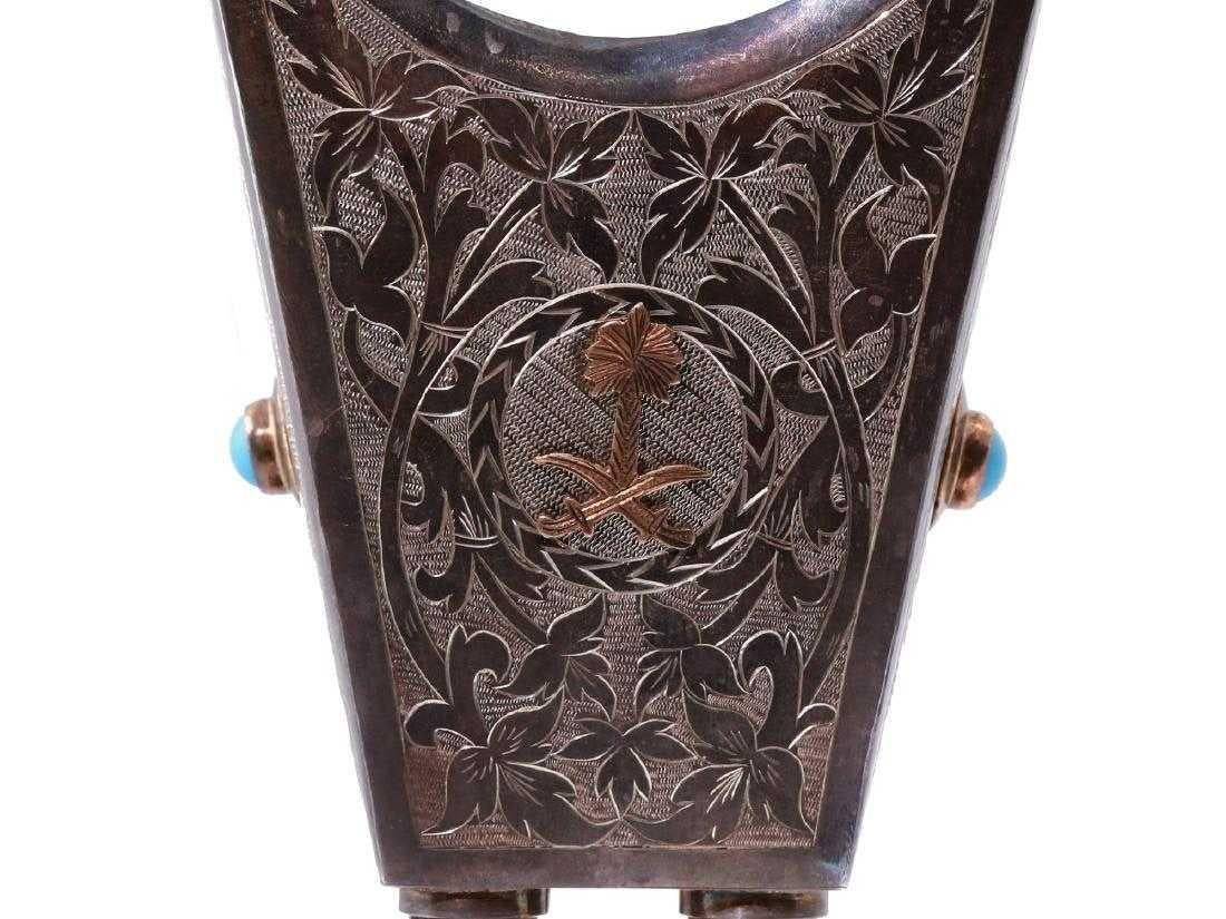 Saudi Arabian Islamic Silver and Gold Incense Bukhur Burner with Turquoise 1