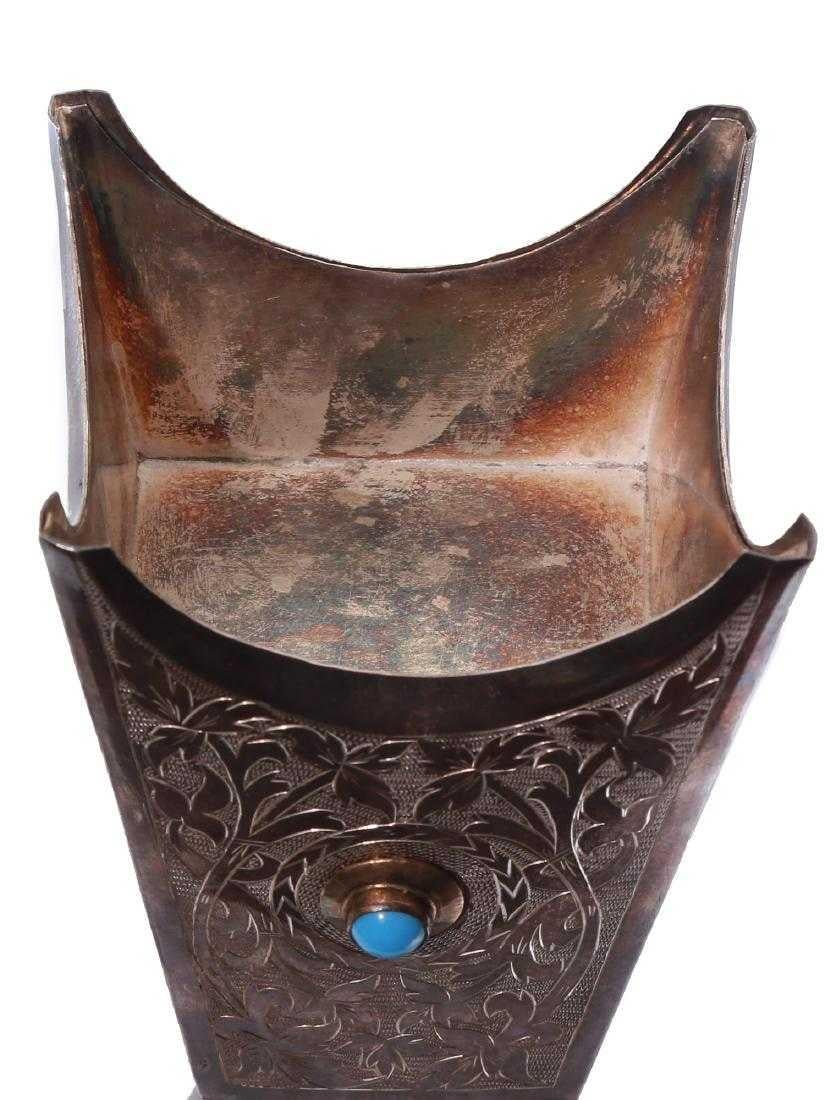 Saudi Arabian Islamic Silver and Gold Incense Bukhur Burner with Turquoise 2