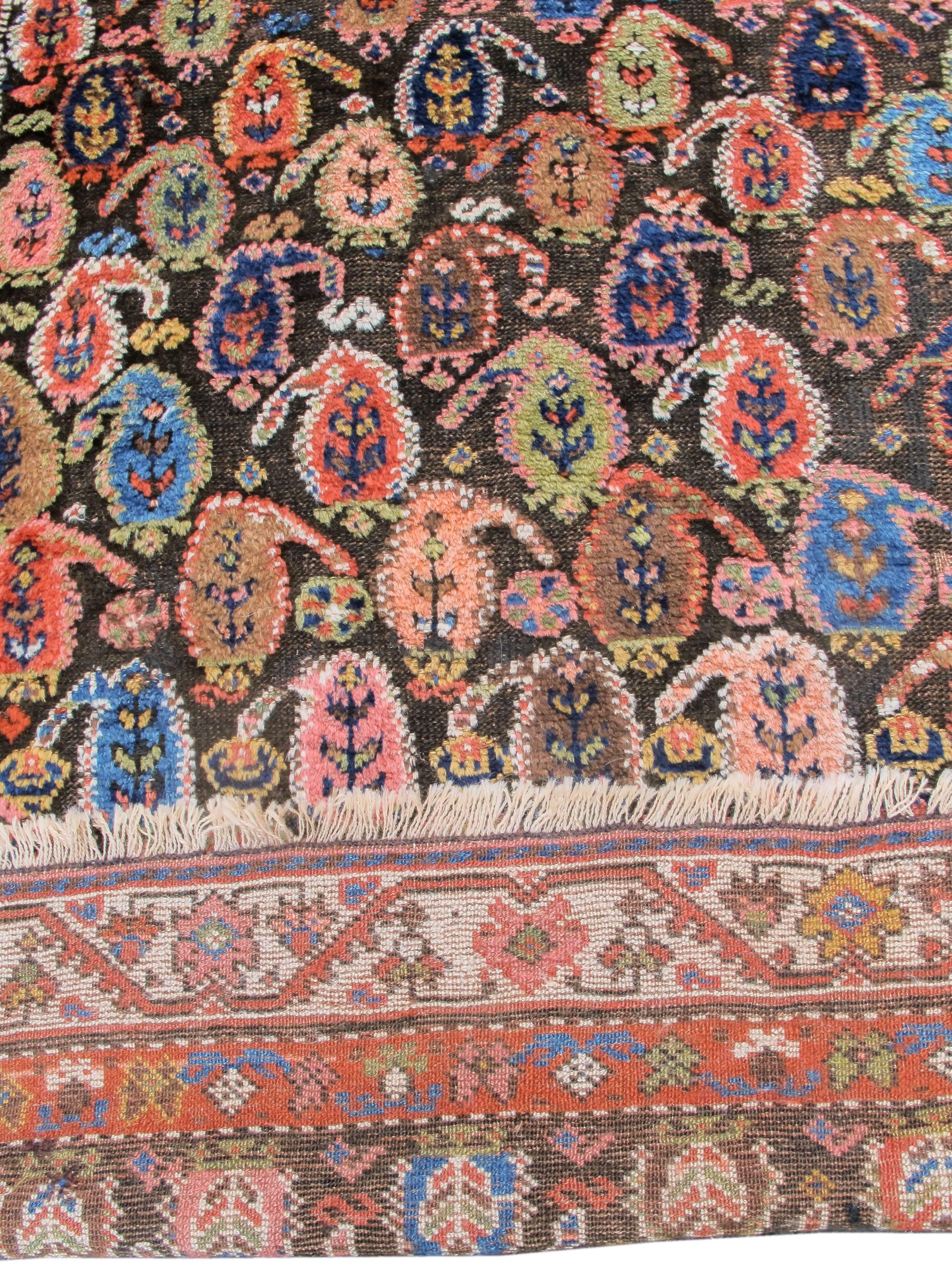 Hand-Woven Sauj Bulagh Rug, Late 19th Century