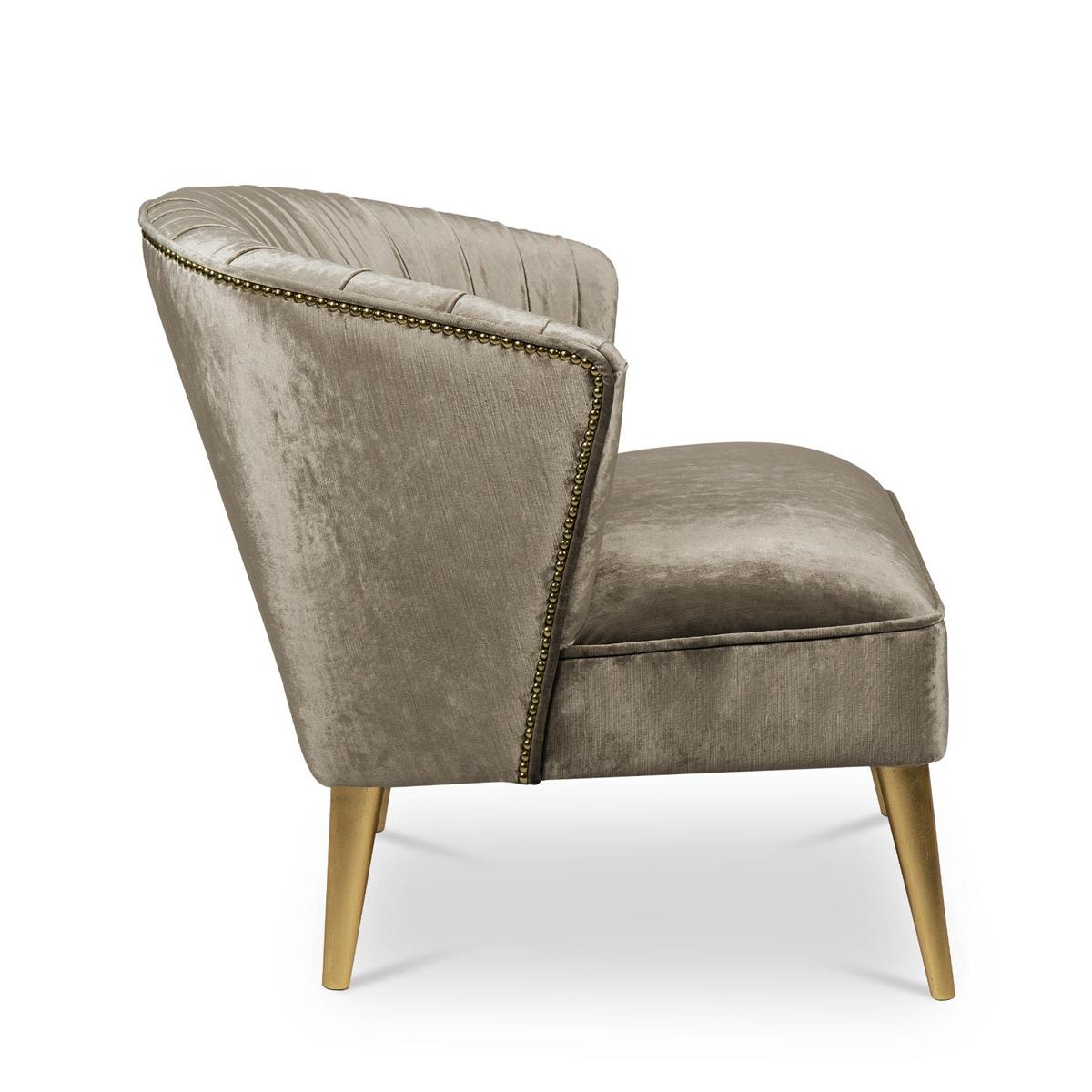 Portuguese Saul Armchair with Grey Velvet For Sale