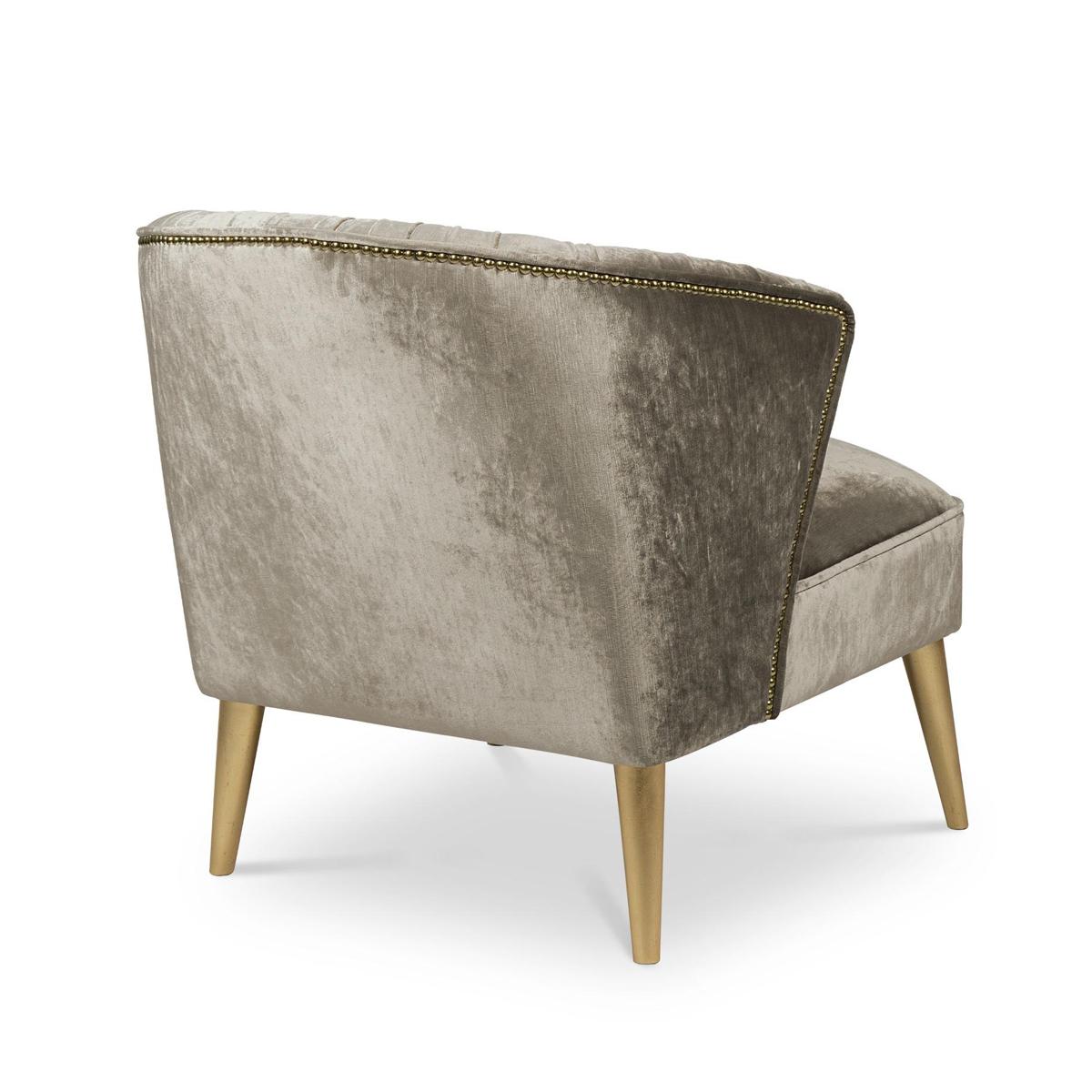 Hand-Crafted Saul Armchair with Grey Velvet For Sale