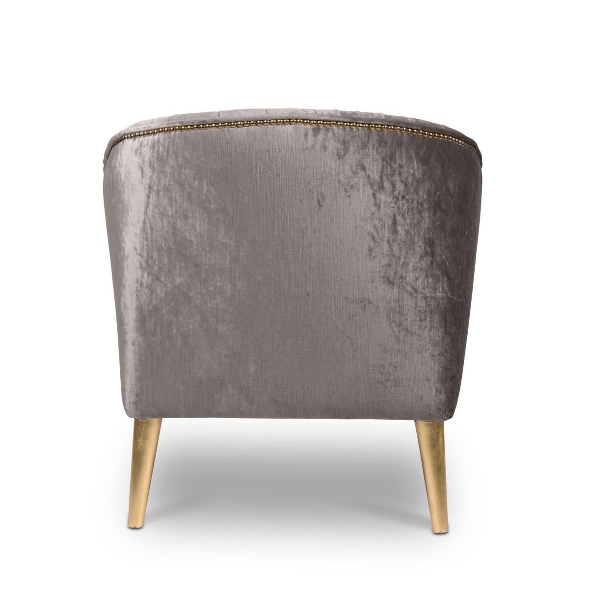 Saul Armchair with Grey Velvet In New Condition For Sale In Paris, FR