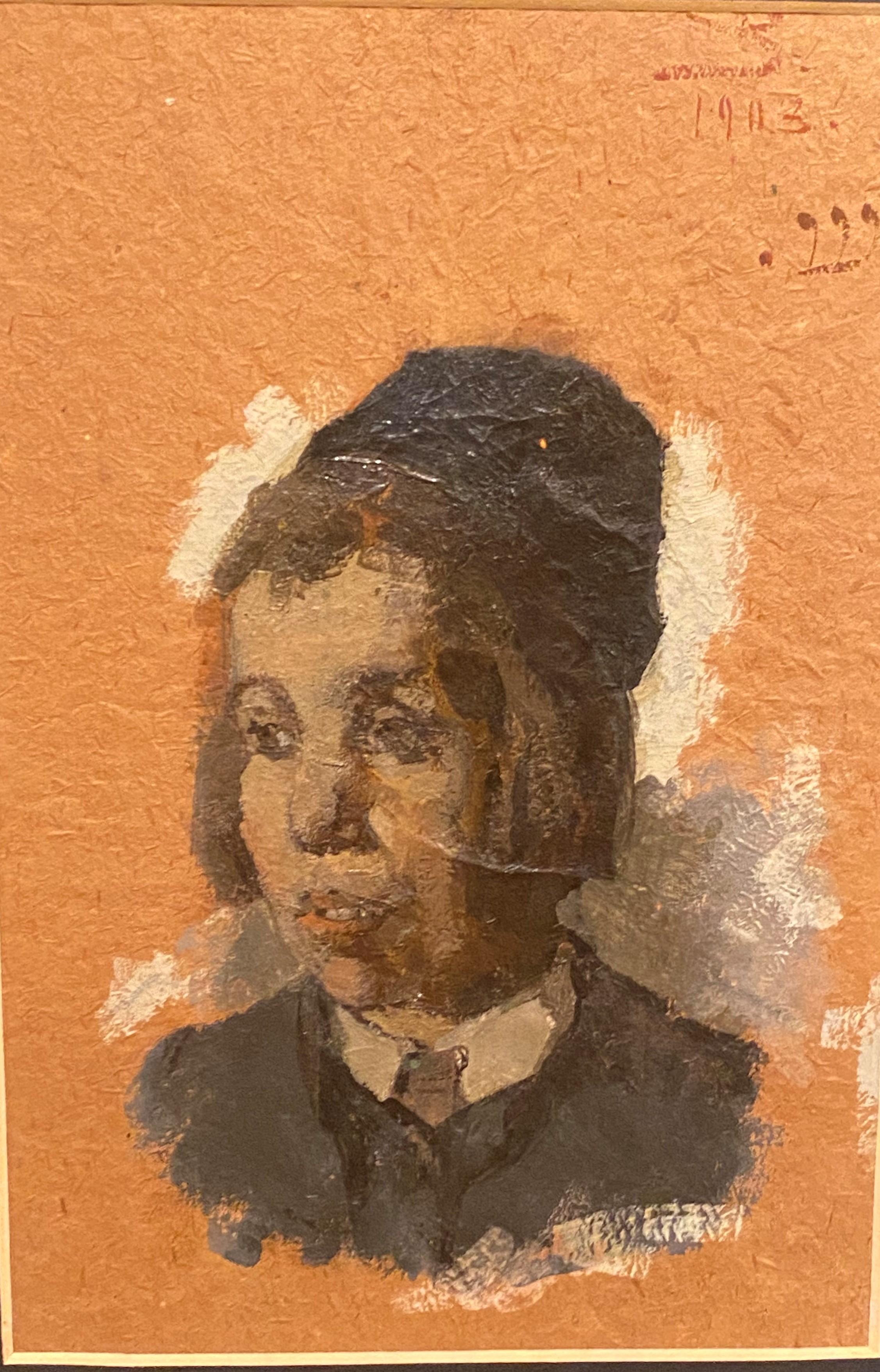 Oil Portrait of a Yeshiva Student, Dated 1903 by Saul Bernstein American  For Sale 1