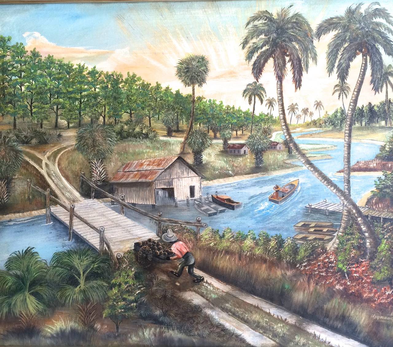 Mississippi Flusslandschaft (Art brut), Painting, von Soul Heymond