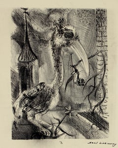 Pelican Lithograph Mid Century