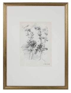 Trees in Black Ink, Mid 20th Century Drawing