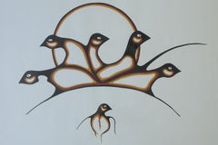 Saul Mamakeesick, Schutz, Acryl auf Kunstpapier, 1980, gerahmt