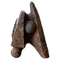 Saúl Moreno Mexican Modernist Abstract Stone and Metal Sculpture