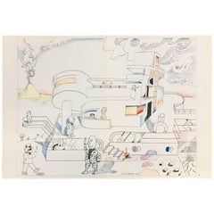Saul Steinberg Lithograph ‘Untitled’, 1973