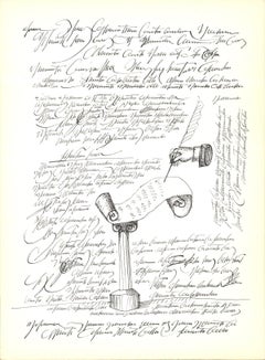 1966 Saul Steinberg 
Automatic Writing
 Modernism White, Black 
White France Lit