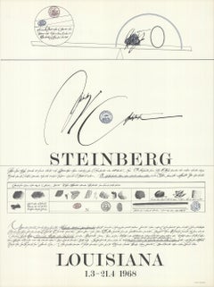 1968 Saul Steinberg 'Louisiana' Modernism Denmark Offset Lithograph