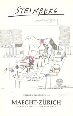 1971 Saul Steinberg „ Maeght-Zurich“ Lithographie, handsigniert