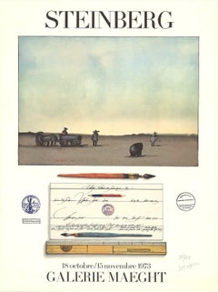 1973 Saul Steinberg 'Crayon Et Paysage' Modernism Brown France Offset Lithograph