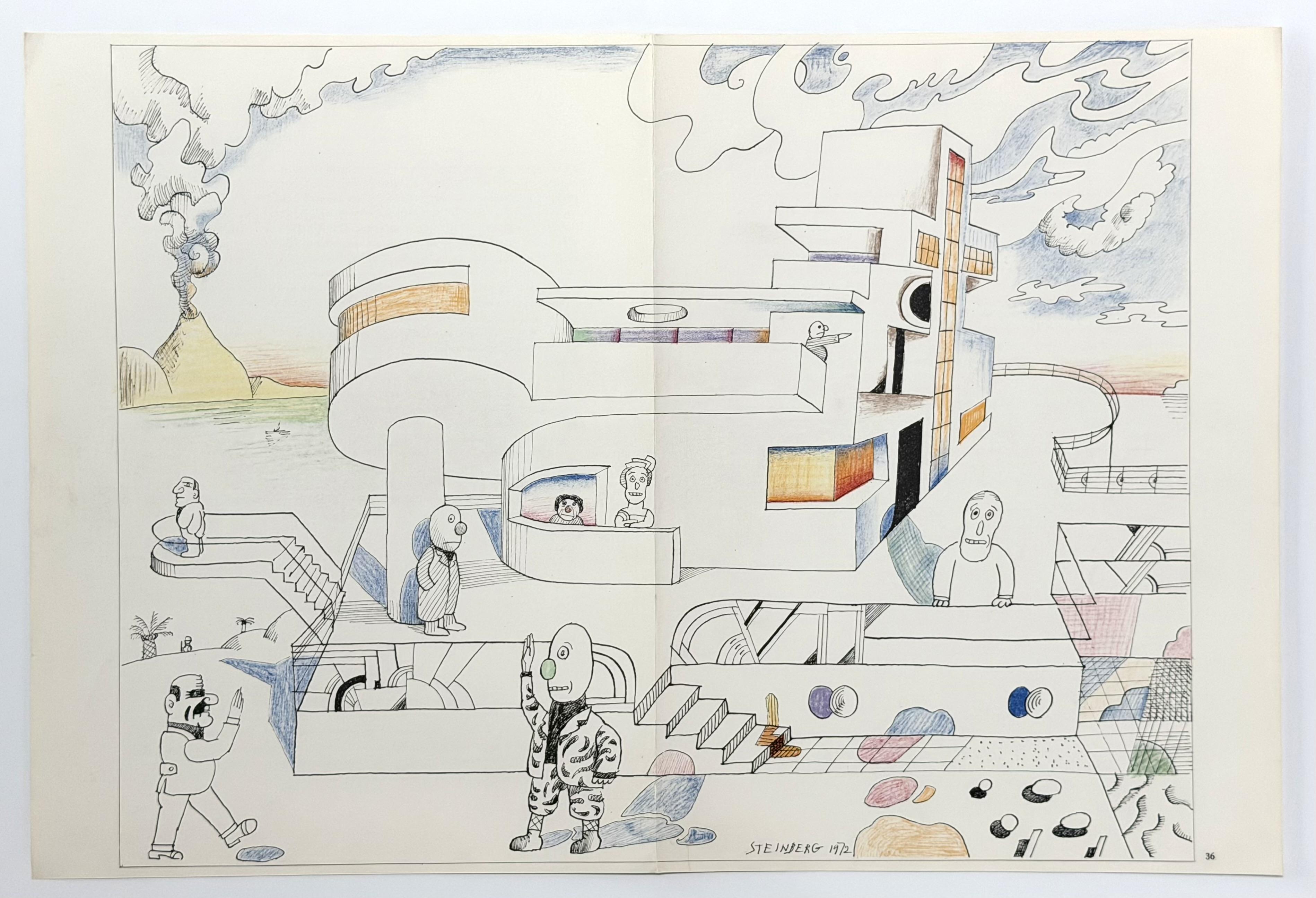 Medium: lithograph (after the drawing). Printed in 1973 for the art revue Derriere le Miroir (issue number 205) and published in Paris by the atelier Maeght. Sheet size: 15 x 22 inches (377 x 560 mm). Published as a folded sheet with a center fold
