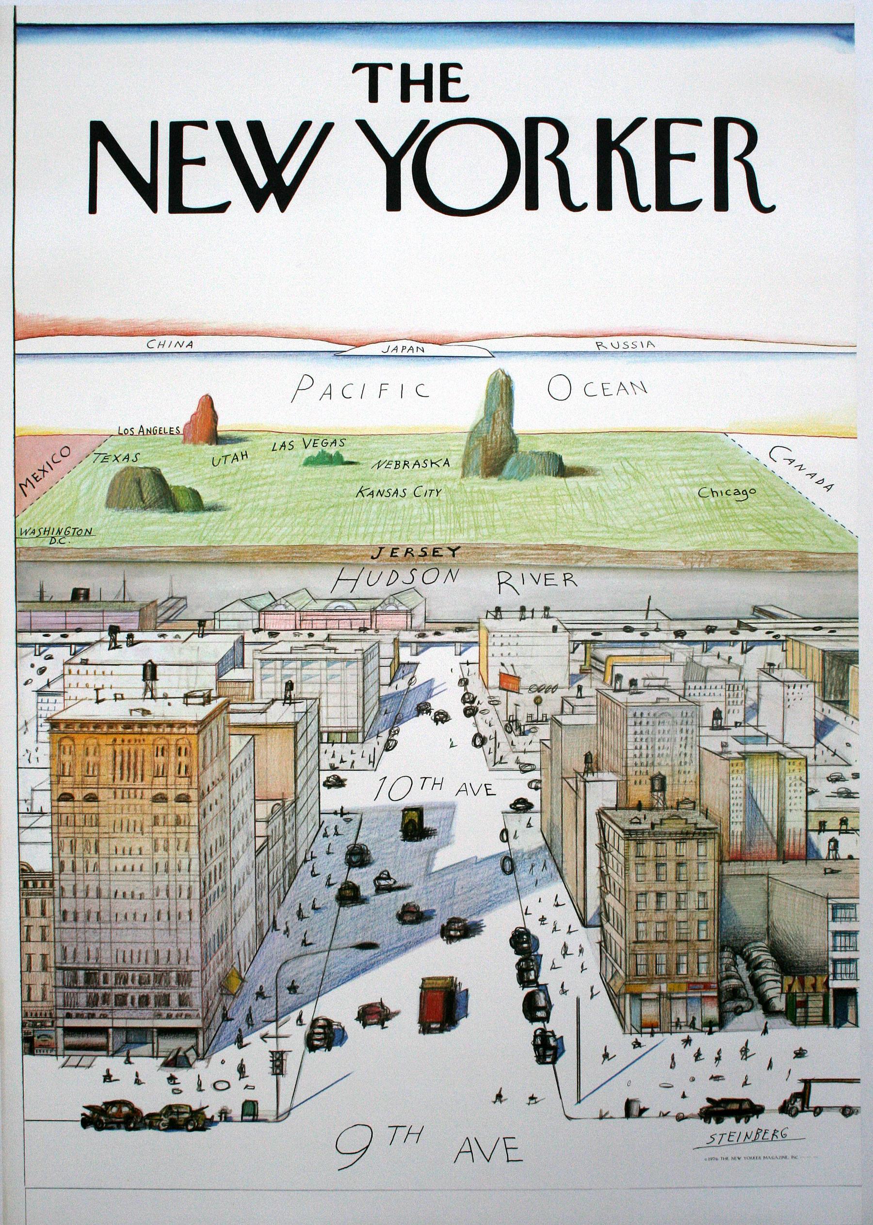 Affiche originale pour le magazine The New Yorker 1976 par Saul Steinberg