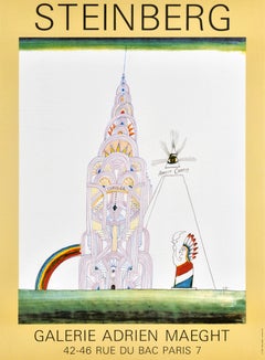 Poster pubblicitario originale d'epoca Saul Steinberg Chrysler Building Maeght