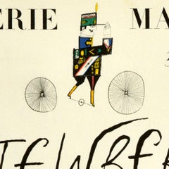 Affiche d'exposition d'art vintage d'origine Saul Steinberg Dessins Recent Drawings
