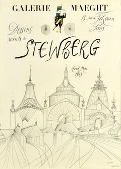 Original-Vintage-Kunstausstellungsplakat Saul Steinberg Dessins, jüngste Zeichnungen