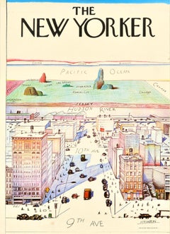 Original Vintage Poster The New Yorker Magazine View Of The World Saul Steinberg