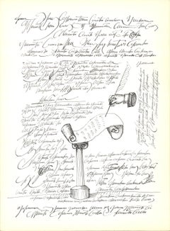 Saul Steinberg-Automatic Writing-15" x 11"-Lithograph-1966-Modernism-White