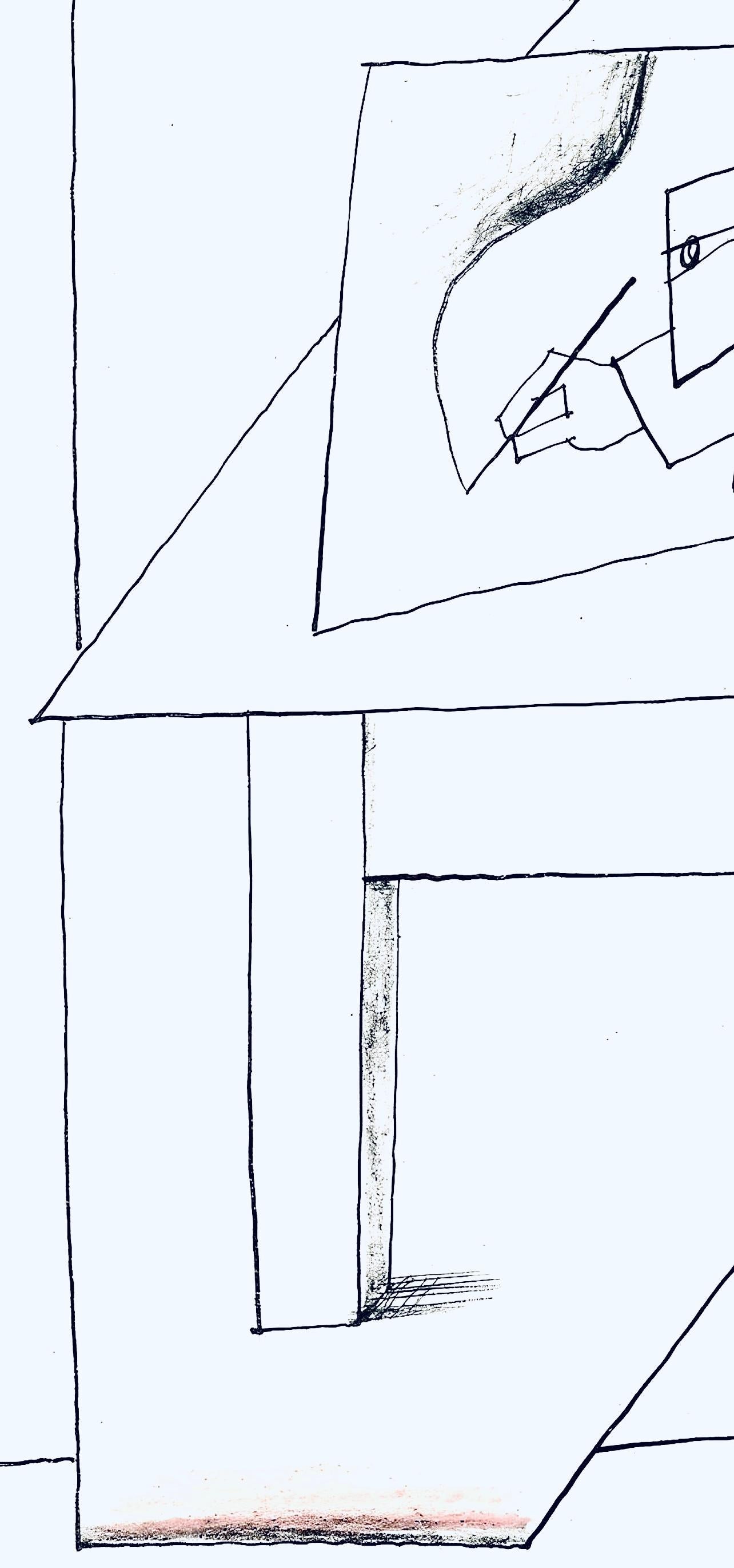 Steinberg, Composition, Derrière le miroir (after) - White Landscape Print by Saul Steinberg