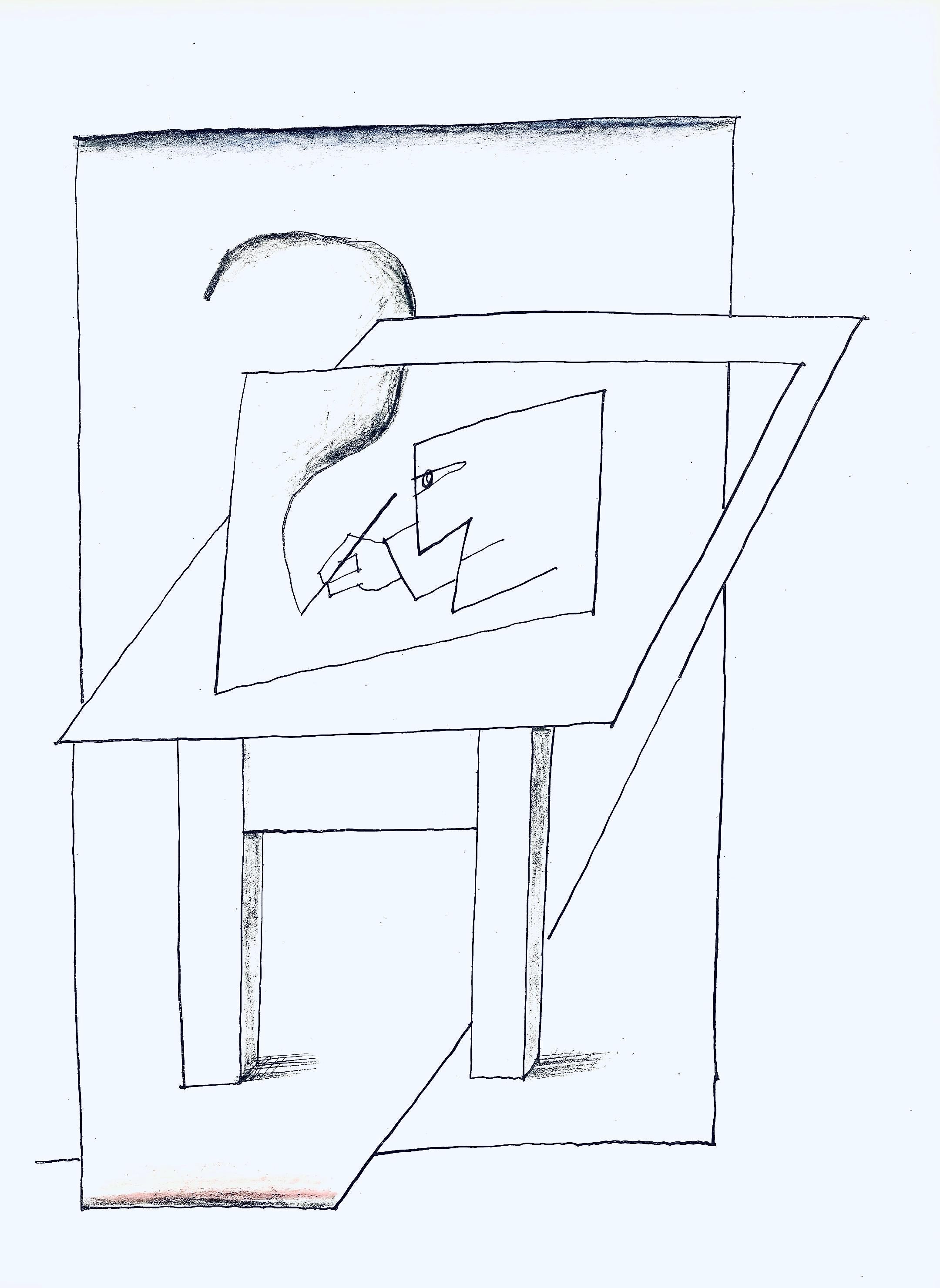 Saul Steinberg Landscape Print - Steinberg, Composition, Derrière le miroir (after)