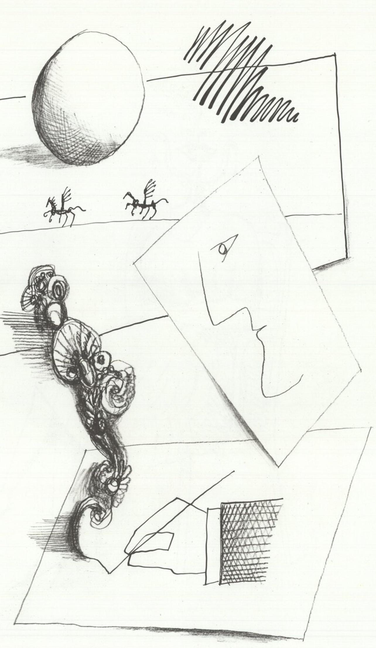 Steinberg, Illustration, Derrière le miroir (nach) – Print von Saul Steinberg