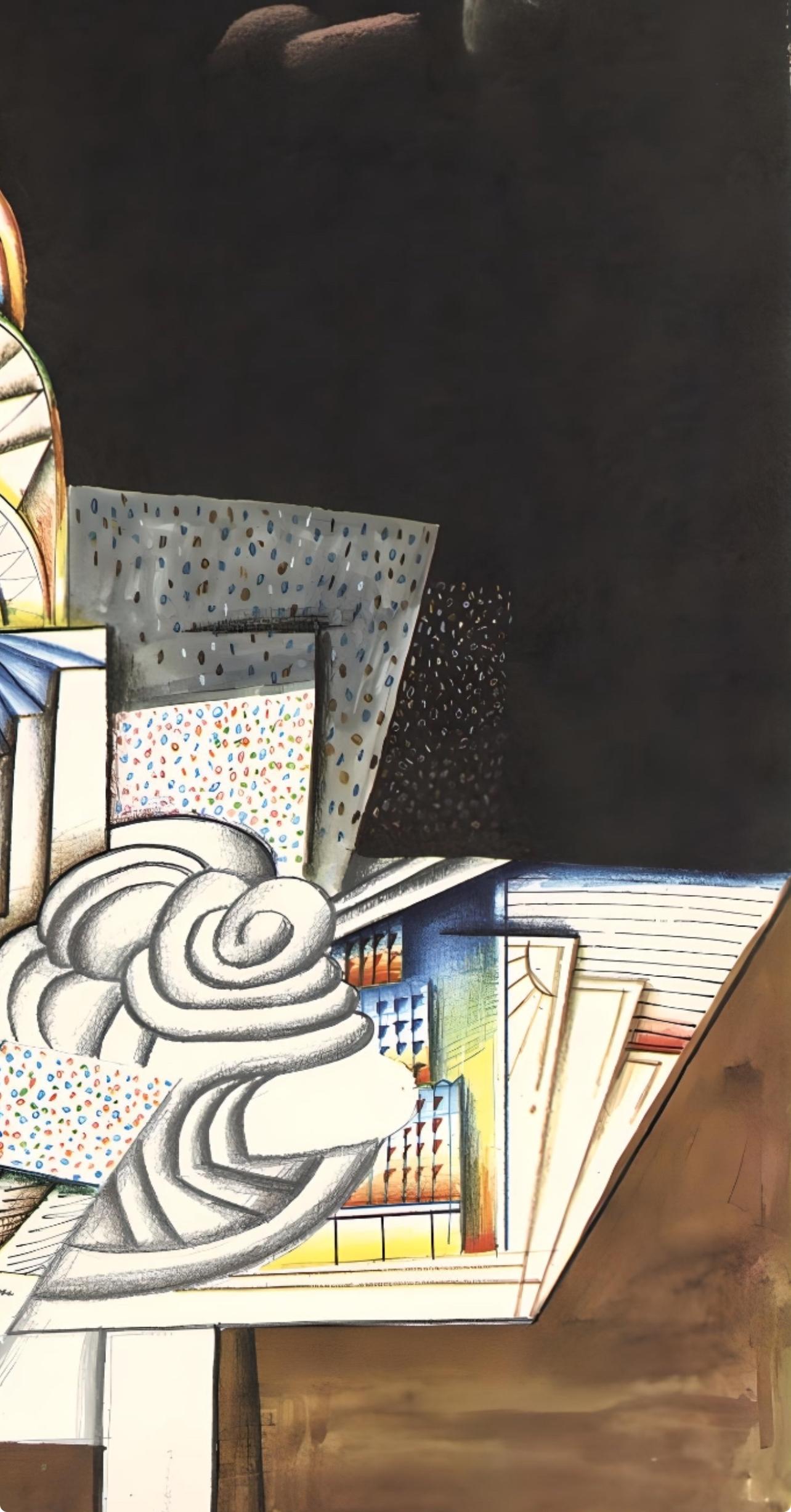 Steinberg, Illustration, Derrière le miroir (after) - Black Abstract Print by Saul Steinberg