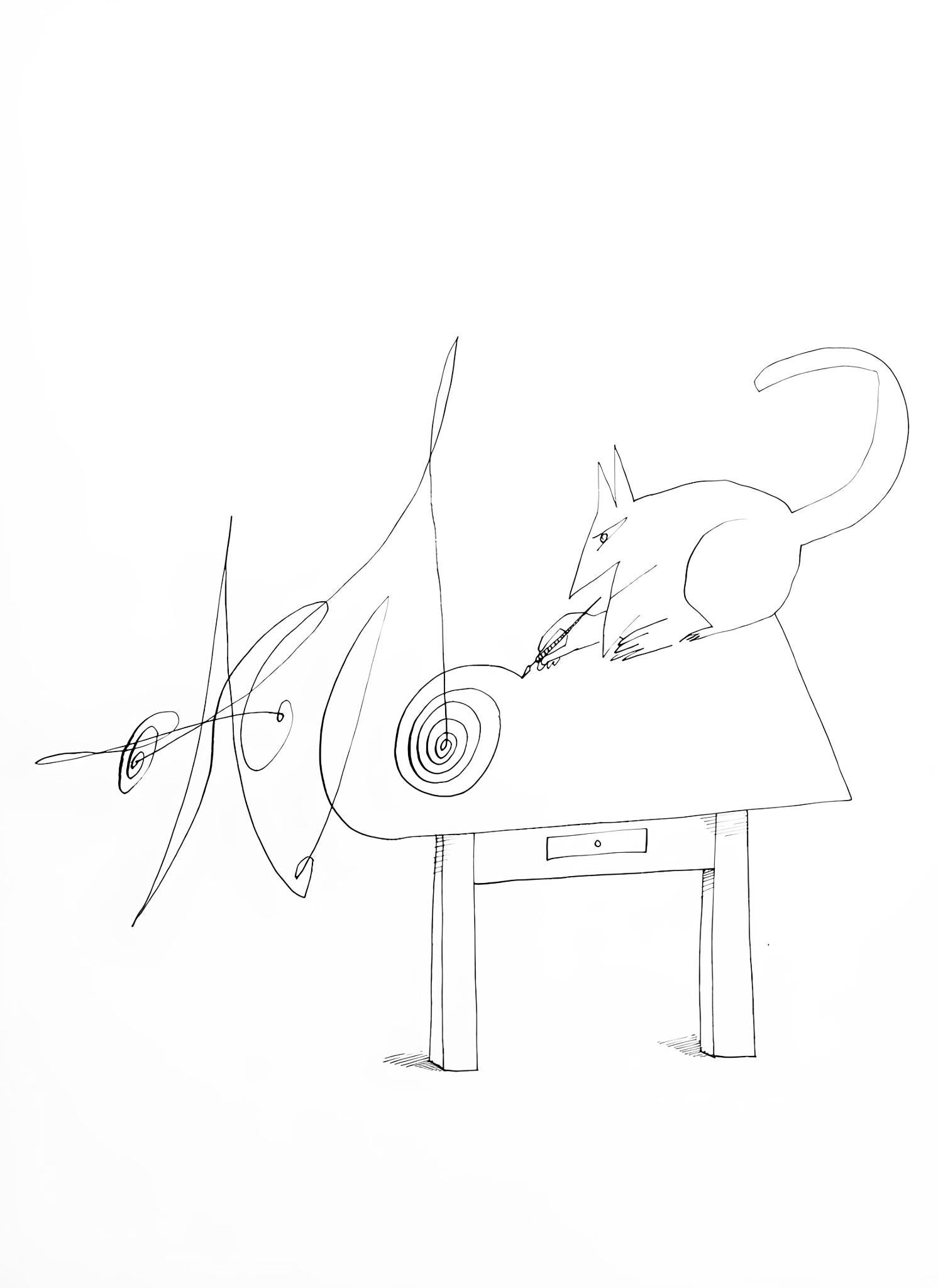 Saul Steinberg Abstract Print - Steinberg, Illustration, Derrière le miroir (after)