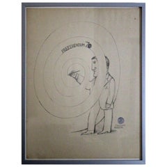 Affiche de campagne politique Saul Steinberg pour le Referendum 70, lithographie encadrée, 1970