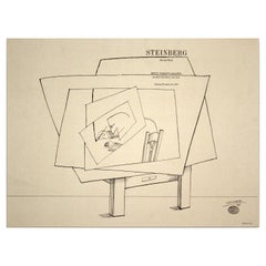 Saul Steinberg Vintage Cartel de exposición Obra reciente en la Galería Betty Parsons