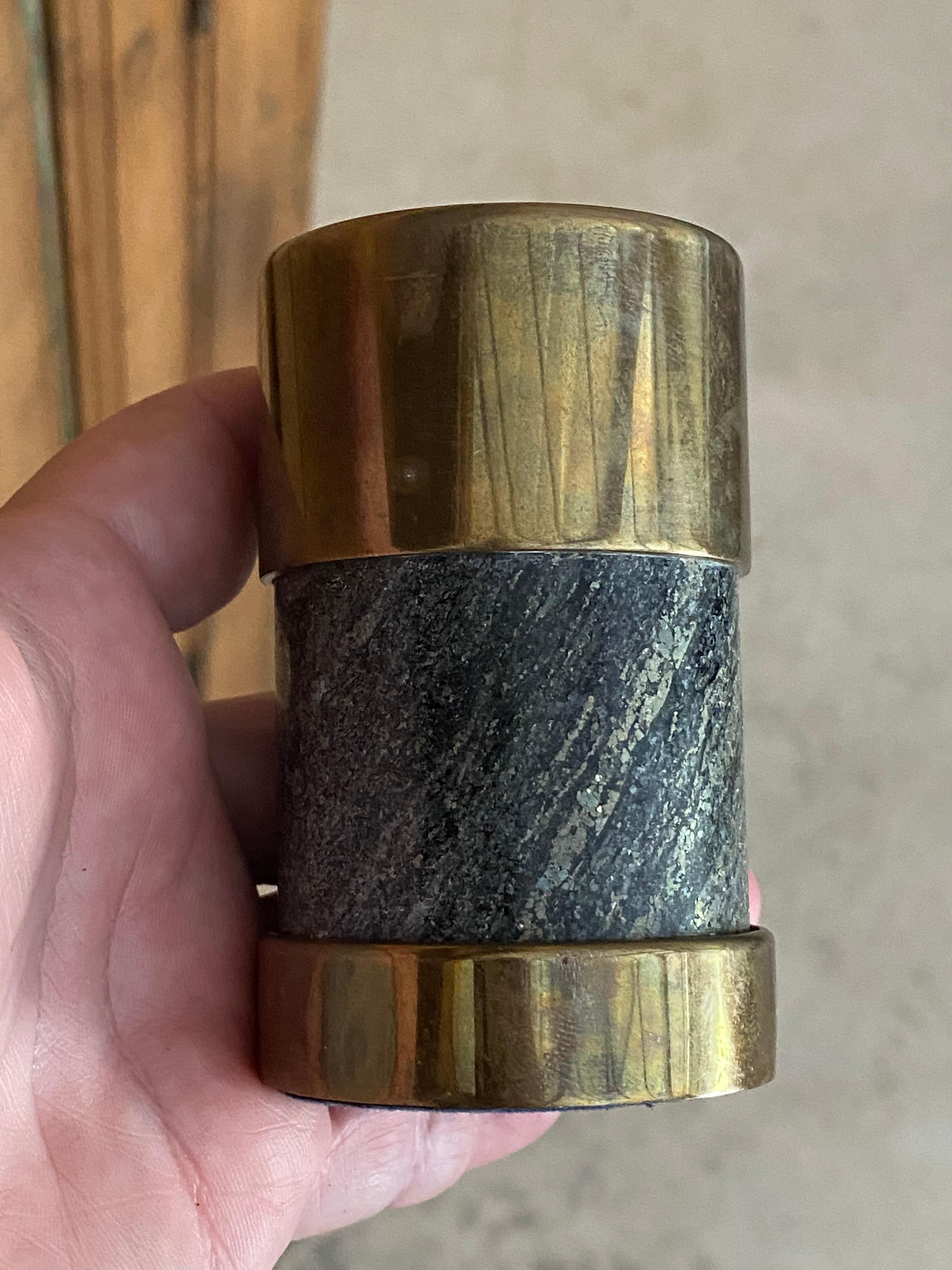 Saulo for Sulitjelma Stein og Metall Bougeoirs en pierre et bronze, lot de 3 en vente 2