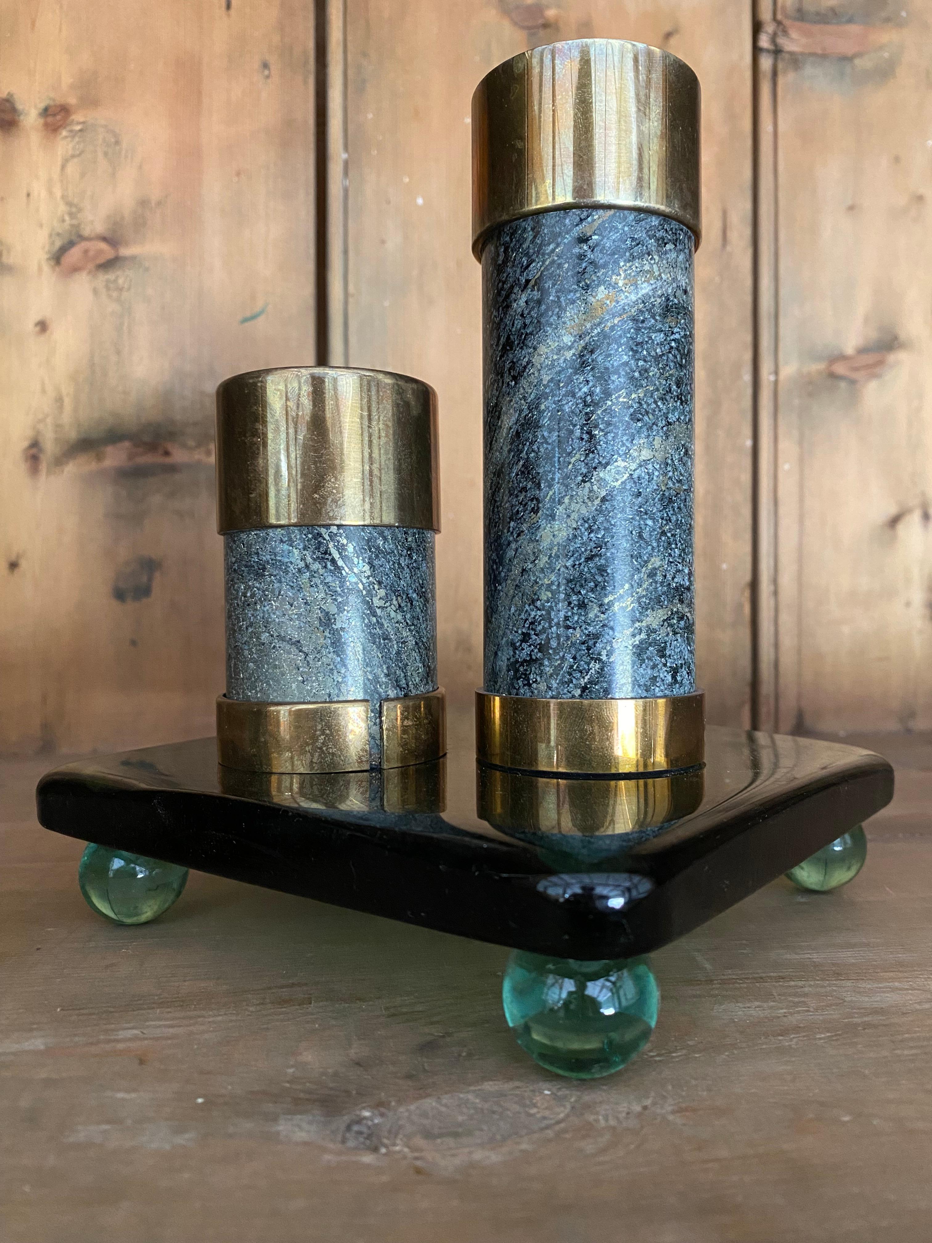 Saulo for Sulitjelma Stein og Metall Bougeoirs en pierre et bronze, lot de 3 en vente 9